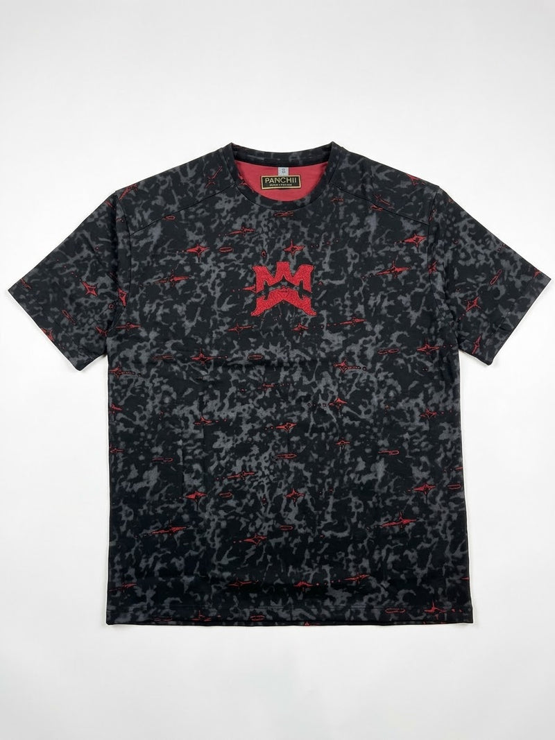 PANCHIII Signature Graphic Tee — Charcoal & Red