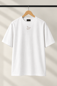 Minimalist Embroidered Meem – Oversized White Tee