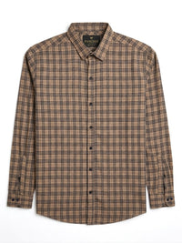 Classic Plaid Long-Sleeve Shirt — Beige & Brown