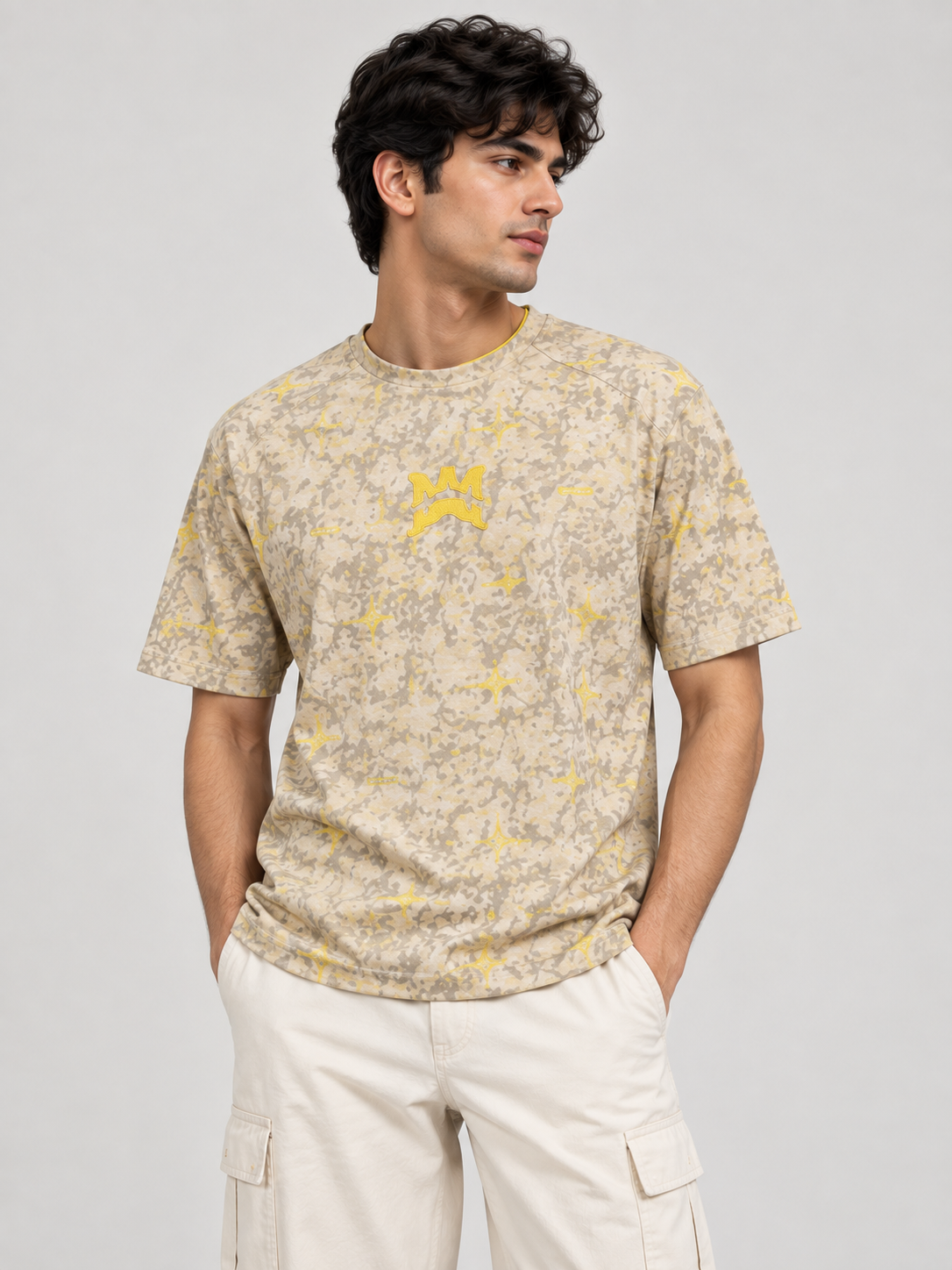 PANCHIII Signature Graphic Tee — Beige & Yellow