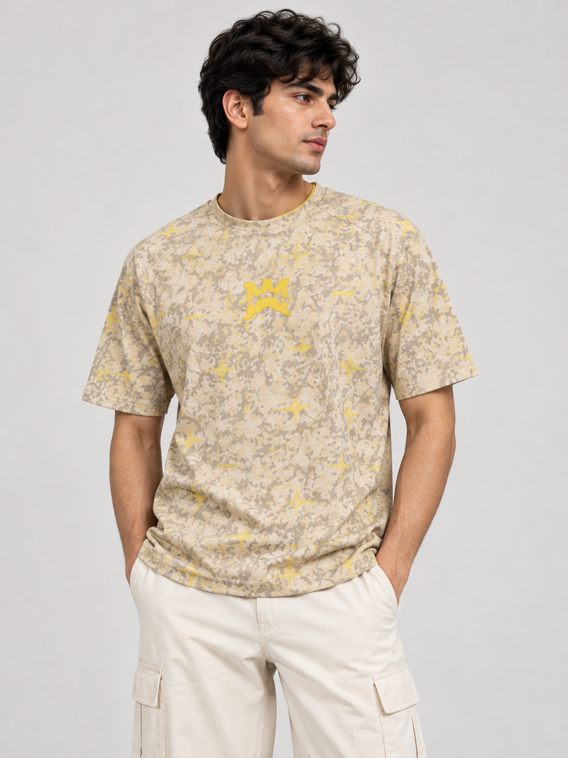 PANCHIII Signature Graphic Tee — Beige & Yellow
