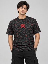PANCHIII Signature Graphic Tee — Charcoal & Red