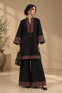 Jet Black Ajrak Khaddar Co-Ord Set - Female