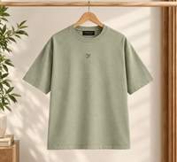 Sage Green Minimalist Arabic Numerals Oversized T-Shirt