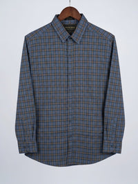 Classic Plaid Long-Sleeve Shirt — Dusty Blue
