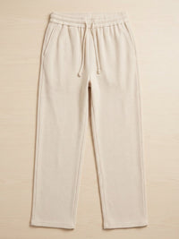 Waffle Knit Relaxed Straight Trousers — Off White