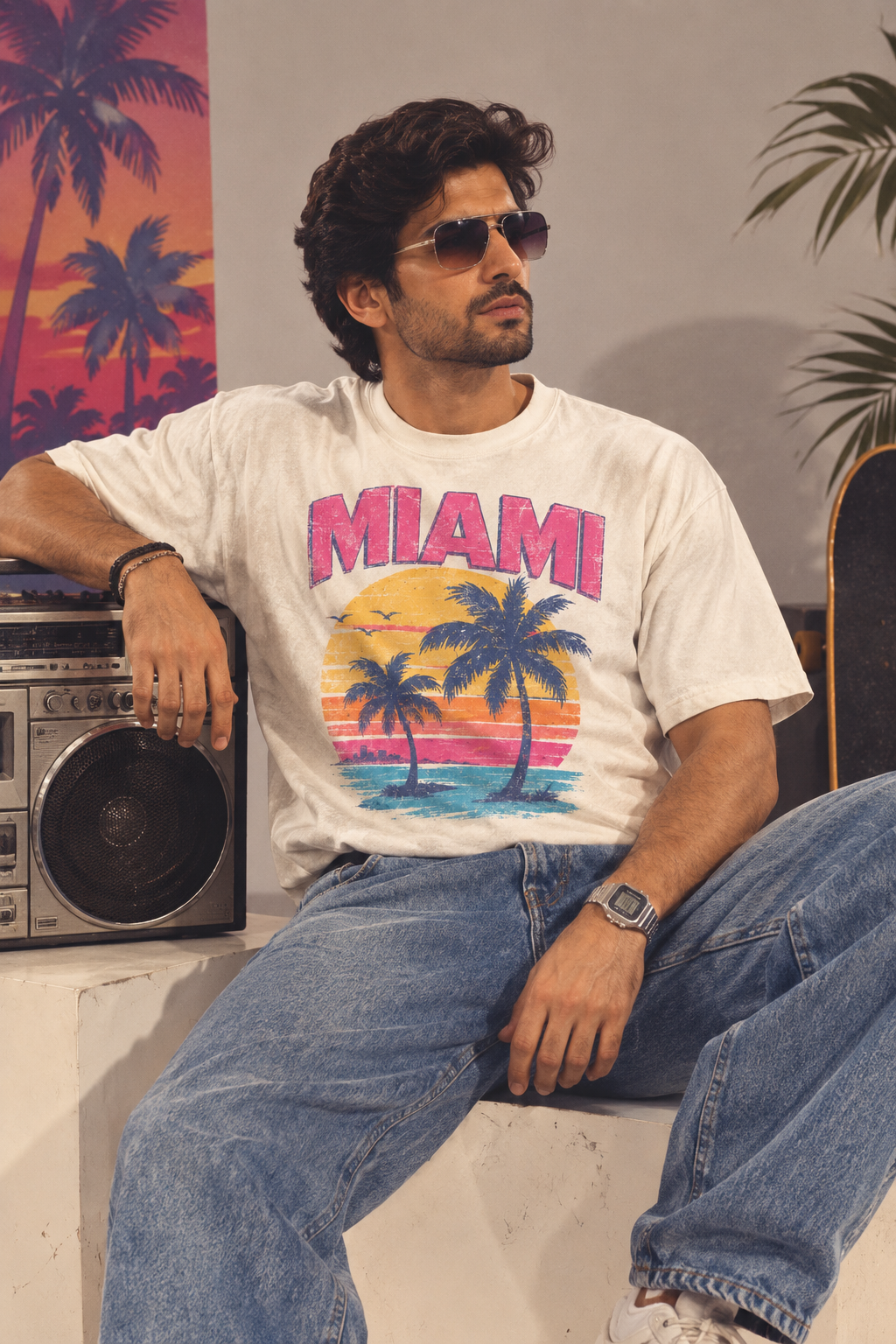 Panchiii Miami Retro Graphic T-Shirt