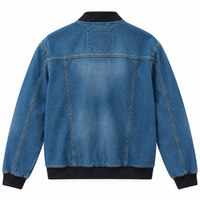 Panchiii Denim Bomber Jacket with Black Rib Knit Trim