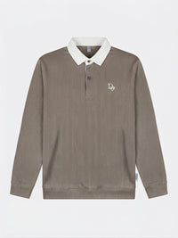 Ribbed Long-Sleeve Rugby Shirt — Taupe
