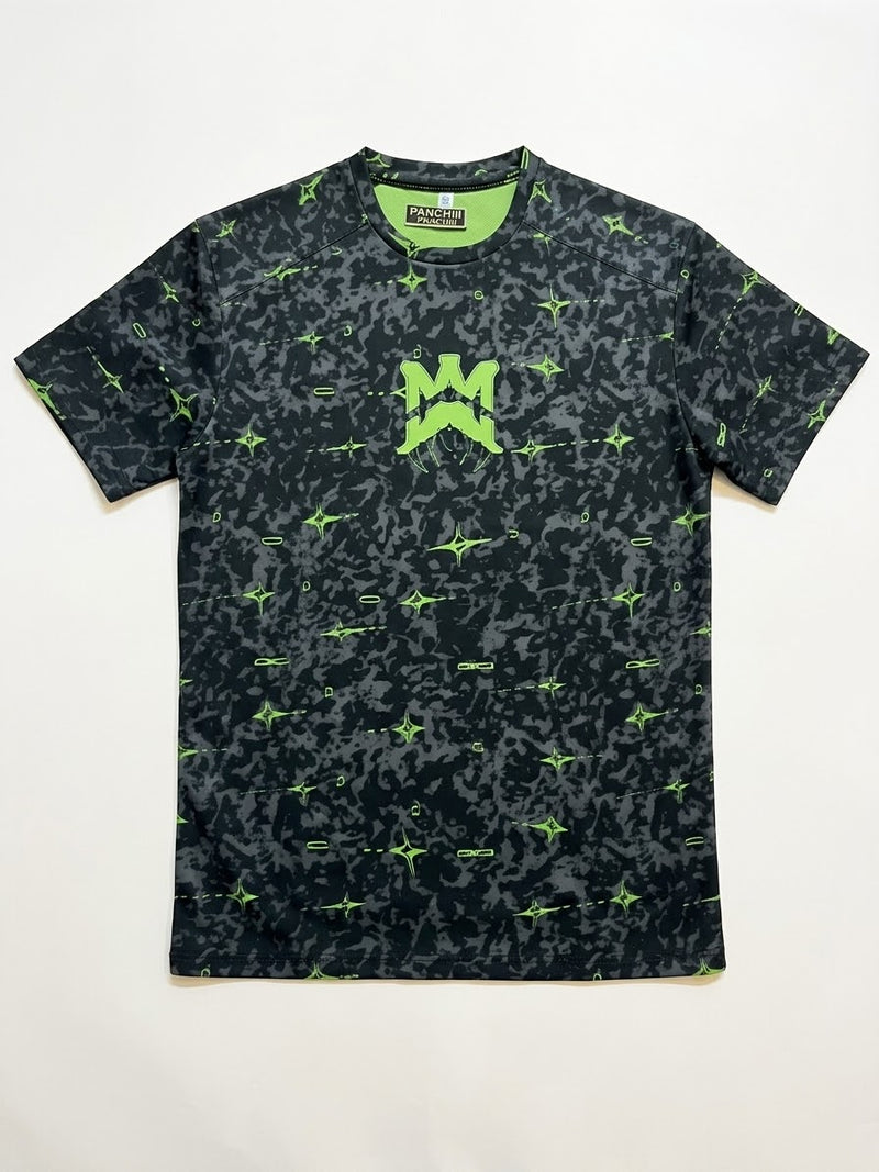 PANCHIII Signature Graphic Tee — Charcoal & Lime Green