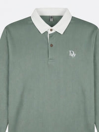 Ribbed Long-Sleeve Rugby Shirt — Sage Green