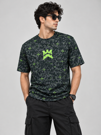PANCHIII Signature Graphic Tee — Charcoal & Lime Green