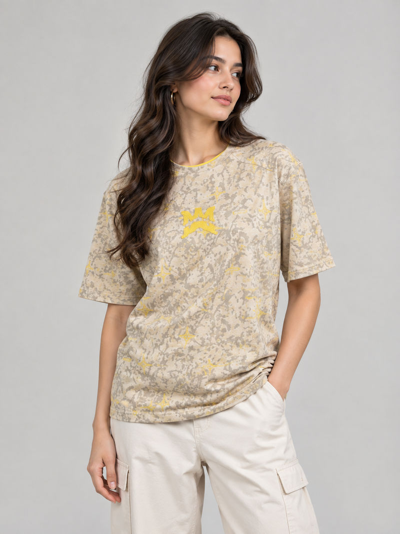 PANCHIII Signature Graphic Tee — Beige & Yellow