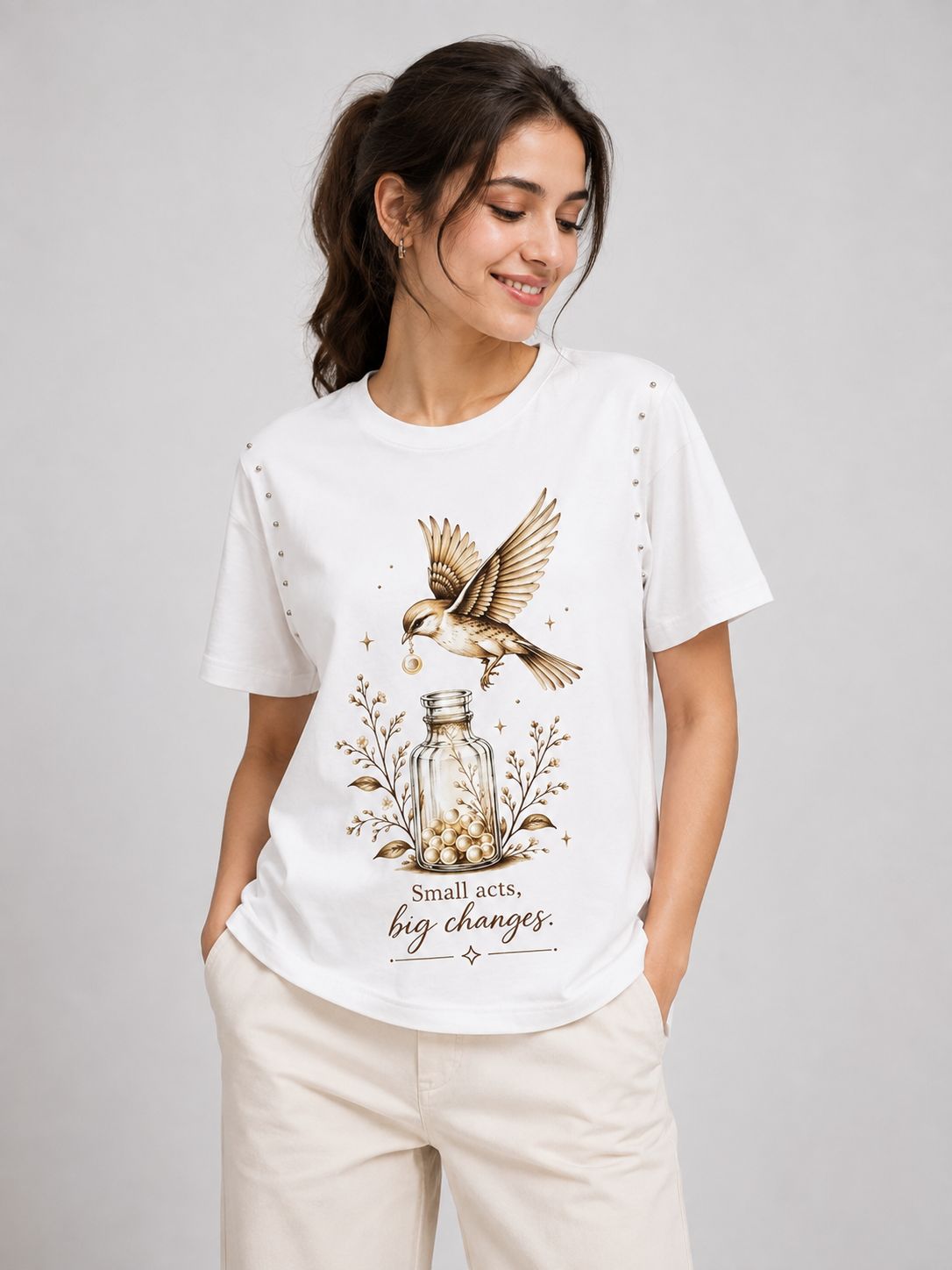 Panchiii Graphic T-Shirt with Studded Details