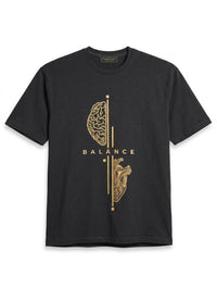 Balance" Graphic T-Shirt – Black Minimalist Brain & Heart Tee