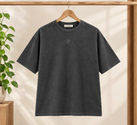 Men's Vintage Washed Oversized T-Shirt with Arabic Numerals Back Print