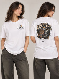 "Nocturnal Creature" Graphic T-Shirt – White Mountain Leopard Tee