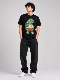 Black Drop Shoulder Turtle T-Shirt